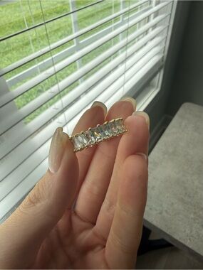 Swarovski Gold Tone Clear Crystal Row Ring